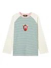 Mini Cream Strawberry-print Striped Top In Multi