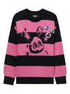 Mini Cream Striped Graphic-design Sweater In Pink
