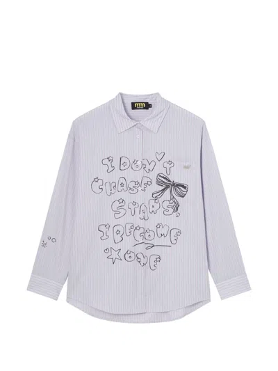 Mini Cream Striped Graphic-print Shirt In Purple