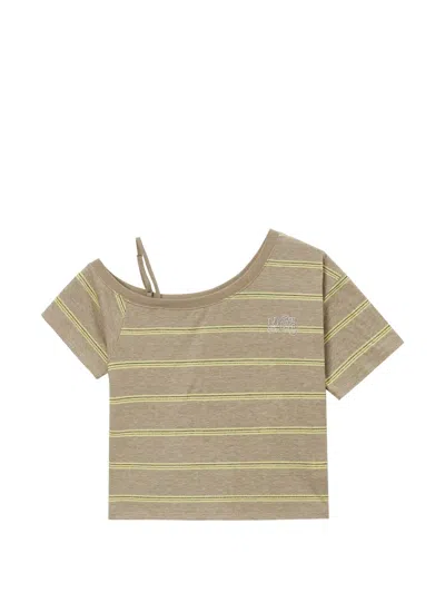 Mini Cream Striped Single-strap Top In Multi