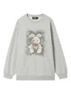 Mini Cream Teddy-print Sweatshirt In Gray