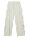 Mini Cream Tie-detail Trousers In Animal Print