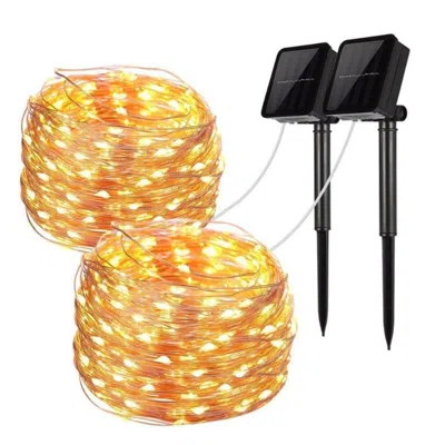 Mini-fi Mini Fiery 100 Lights Shine Like Firebugs With Solar Power - Multicolor In Yellow