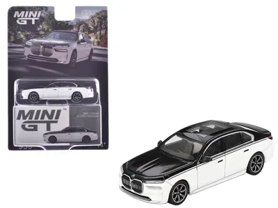Mini Gt Bmw I7 Xdrive60 Dravit Alpine White And Black Sapphire Limited Edition 1/64 Diecast Model Car By Min