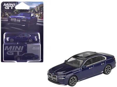 Mini Gt Bmw I7 Xdrive60 Tanzanite Blue Metallic With Sun Roof Limited Edition 1/64 Diecast Model Car By Mini