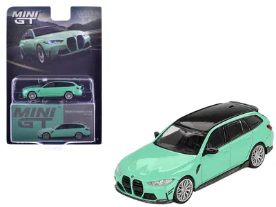 Mini Gt Bmw M3 M Performance Touring Mint Green With Black Top Limited Edition 1/64 Diecast Model Car By Min In Blue