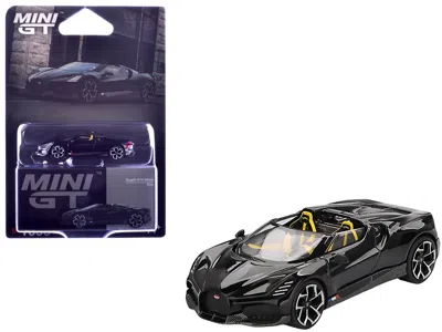Mini Gt Bugatti W16 Mistral Black With Yellow Interior Limited Edition 1/64 Diecast Model Car By  In Multi