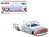 Mini Gt Chevrolet Silverado Dually Pickup Truck "on Fire V2" White Metallic With Blue Flames And Blue Interi In Blue