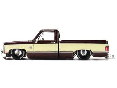 Mini Gt Chevrolet Silverado Pickup Truck "kaido Vintage Spec V1" Brown With Cream Sides (designed By Jun Ima
