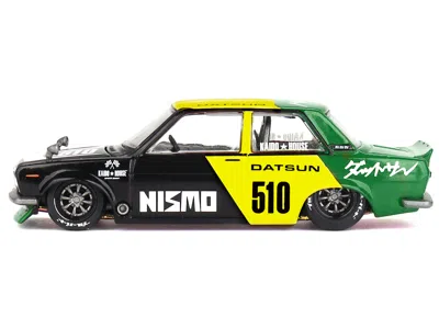 Mini Gt Datsun Street 510 "racing V2" Black And Green With Yellow Accents (designed By Jun Imai) "kaido Hous In Multi