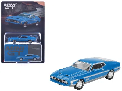 Mini Gt Ford Mustang Mach 1 Grabber Blue With Silver Stripes Limited Edition 1/64 Diecast Model Car By Mini 