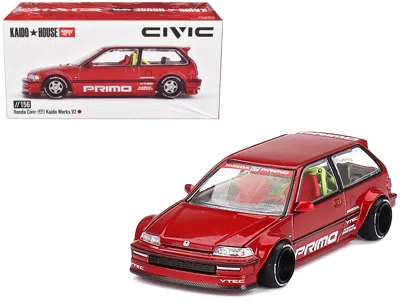 Mini Gt Honda Civic (ef) "kaido Works V2" Red Metallic With Graphics (designed By Jun Imai) "kaido House" Sp