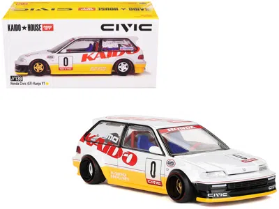 Mini Gt Honda Civic (ef) Kanjo V1 #0 Silver Metallic And Yellow (designed By Jun Imai) "kaido House" Special In Multi
