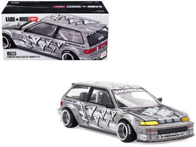 Mini Gt Honda Civic (ef) "manga V1" Gray Metallic With Graphics (designed By Jun Imai) "kaido House" Special In White