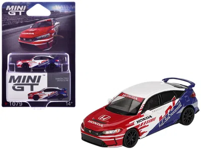 Mini Gt Honda Civic Type R "2024 Pace Car Hrc" White With Red And Blue Graphics Limited Edition 1/64 Diecast
