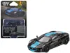 Mini Gt Jaguar C-x75 Black With Light Blue Stripe Limited Edition 1/64 Diecast Model Car By Mini