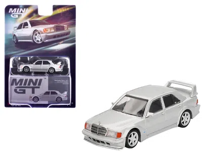 Mini Gt Mercedes-benz 190e 2.5-16 Evolution Ii Astral Silver Metallic Limited Edition 1/64 Diecast Model Car In White