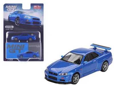 Mini Gt Nissan Skyline Gt-r (r34) V-spec Rhd (right Hand Drive) Bayside Blue Metallic Limited Edition 1/64 D In Multi