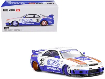 Mini Gt Nissan Skyline Gt-r (r33) Rhd (right Hand Drive) #33 "bfthr V1" Blue And White With Graphics (design