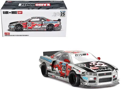 Mini Gt Nissan Skyline Gt-r (r34) "kaido Star Racing V1" Rhd (right Hand Drive) #25 Gray Metallic With Black