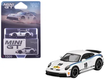 Mini Gt Porsche 911 Dakar #19 "rally 1974" Tribute Livery White With Blue Stripes Limited Edition 1/64 In Multi