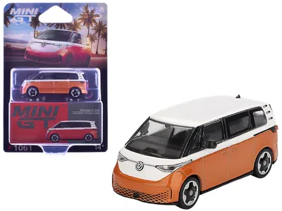 Mini Gt Volkswagen Id. Buzz Van Candy White And Energetic Orange Metallic Limited Edition 1/64 Diecast Model