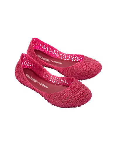 Mini Melissa Campana Papel Kids Ballerina Flat In Red