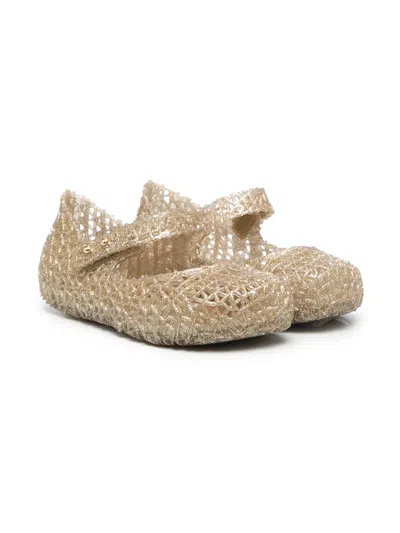 Mini Melissa Kids' Cut-out Design Ballerina Shoes In Gold