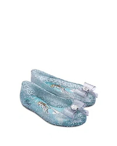 Mini Melissa + Disney Princess Girls' Mini Sweet Love Ballet Flats - Toddler, Little Kid, Big Kid In Glitter Blue/blue