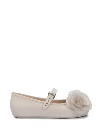 Mini Melissa Babies' Flower Applique Ballerinas In Neutral