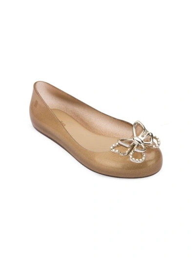 Mini Melissa Girl's & Big Kid's Sweet Love Fly Flats In Pearly Gold