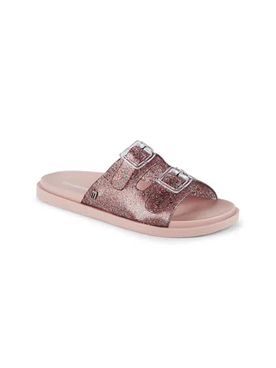 Mini Melissa Kids' Girl's Glitter Double Strap Slides In Pink