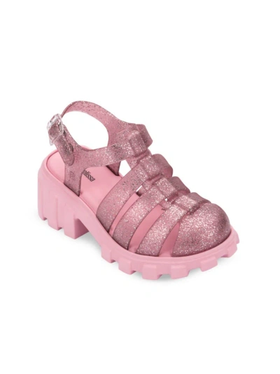Mini Melissa Girl's Megan Kids Sandals In Pink Glitter