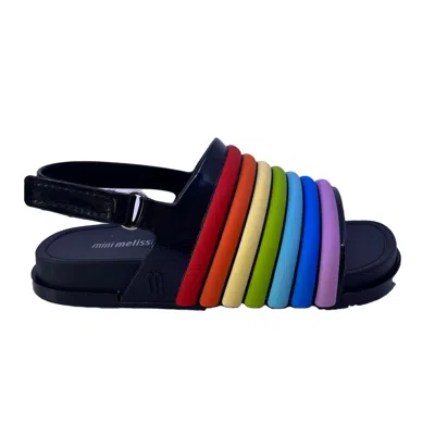 Mini Melissa Kids' Girls Black Colorful Sandals In Multi