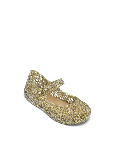 Mini Melissa Kids' Girls' Campana Glitter Zigzag Mary Jane Flats - Walker, Toddler In Gold