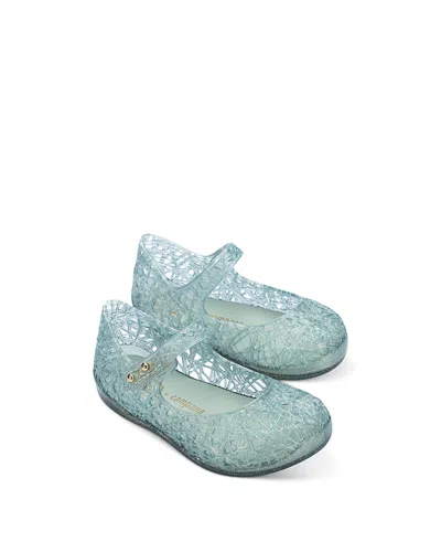 Mini Melissa Kids' Girls' Campana Glitter Zigzag Mary Jane Flats - Walker, Toddler In Green