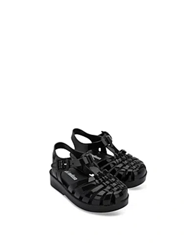Mini Melissa Kids' Interwoven Closed Toe Sandals In Black Glit