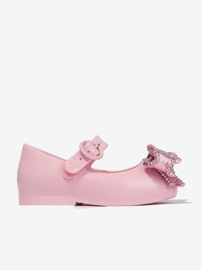 Mini Melissa Kids'  Girls Mini Sweet Love Bow Jelly Ballerinas In Pink