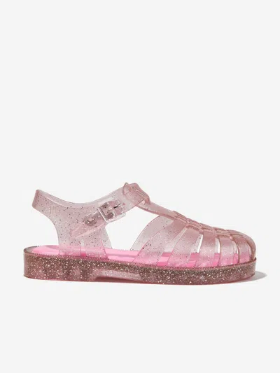 Mini Melissa Kids' Possession 金葱亮片细节果冻鞋 In Pink