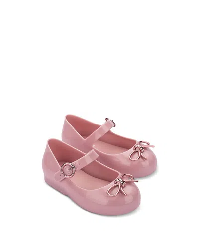 Mini Melissa Girls' Sweet Love Chrome Ballet Flats - Toddler, Little Kid In Pink