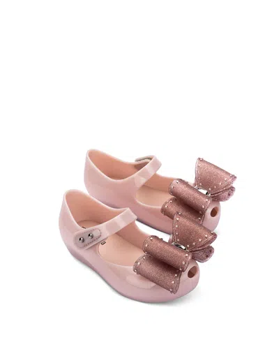Mini Melissa Girls' Ultragirl Classic Bow Ballet Flats - Toddler, Little Kid In Pink