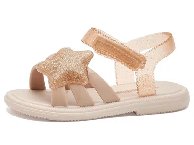 Mini Melissa Hip Sky (toddler/little Kid) Girls Shoes Beige/glitter : 12 Little Kid M, Synthetic In Brown
