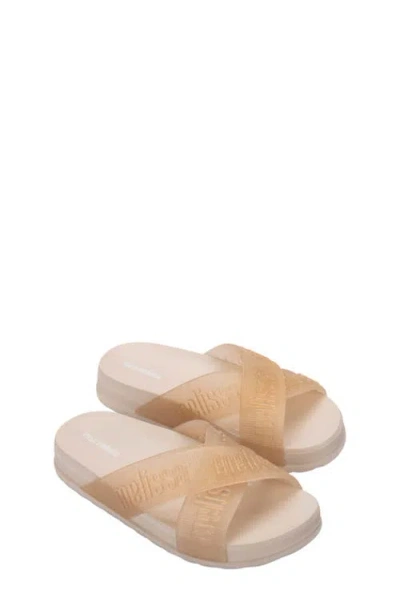 Mini Melissa Kids' Cozy Cross Strap Slide Sandal In Neutral