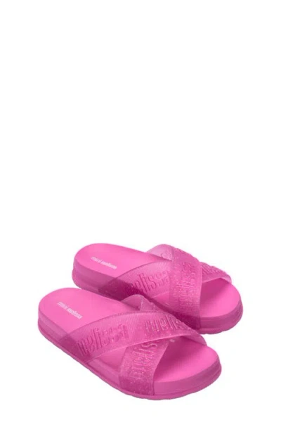 Mini Melissa Kids' Cozy Cross Strap Slide Sandal In Pink