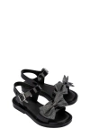 Mini Melissa Girls Black Glitter Bow Jelly Sandals In Glitter Black