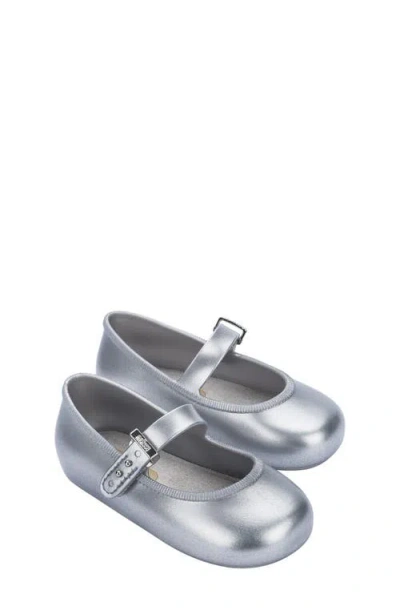 Mini Melissa Kids' Soft Ballerina Baby Mary Jane Flat In Silver