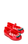 Mini Melissa Kids' Sweet Love Picnic Mary Jane Flat In Pearly Red
