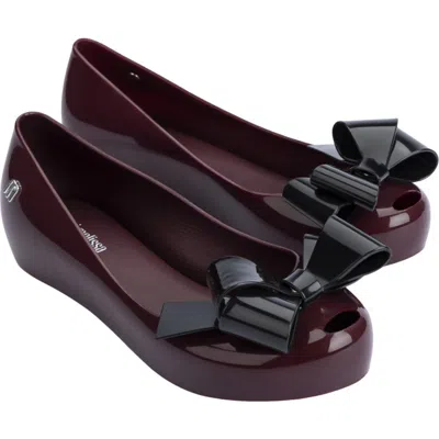 Mini Melissa Kids' Ultragirl Classic Flat In Burgundy