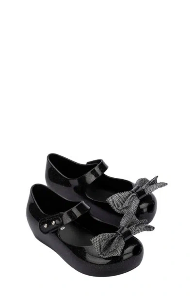 Mini Melissa Kids' Ultragirl Sweet X Mary Jane Flat In Glitter Black