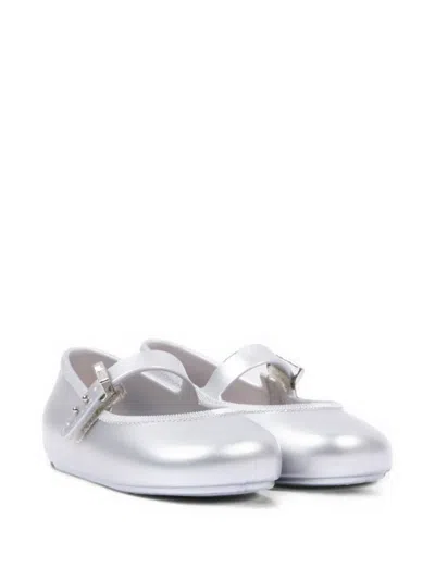Mini Melissa Babies' Metallic Touch-strap Ballet Flats In Silver